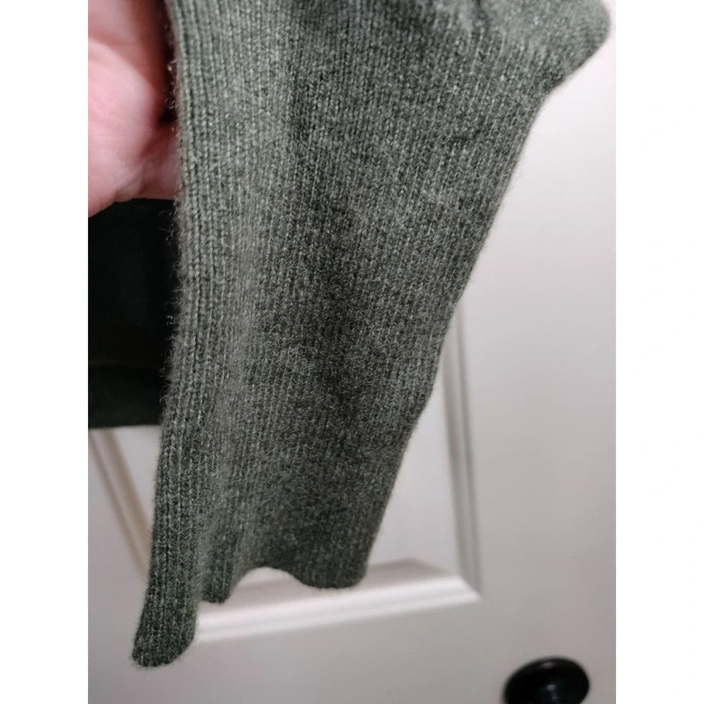 J. Crew Collection Italian Cashmere V-Neck Sweater XL Green Kangaroo Pocket Pouc